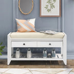 Banc de rangement d'entrée 1 personne avec tiroirs, Marine antique/Gris délavé/Pin ancien/Blanc/Espresso