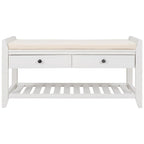 Banc de rangement d'entrée 1 personne avec tiroirs, Marine antique/Gris délavé/Pin ancien/Blanc/Espresso