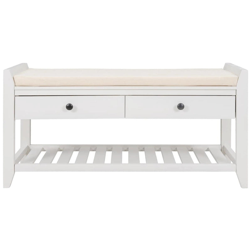 Banc de rangement d'entrée 1 personne avec tiroirs, Marine antique/Gris délavé/Pin ancien/Blanc/Espresso