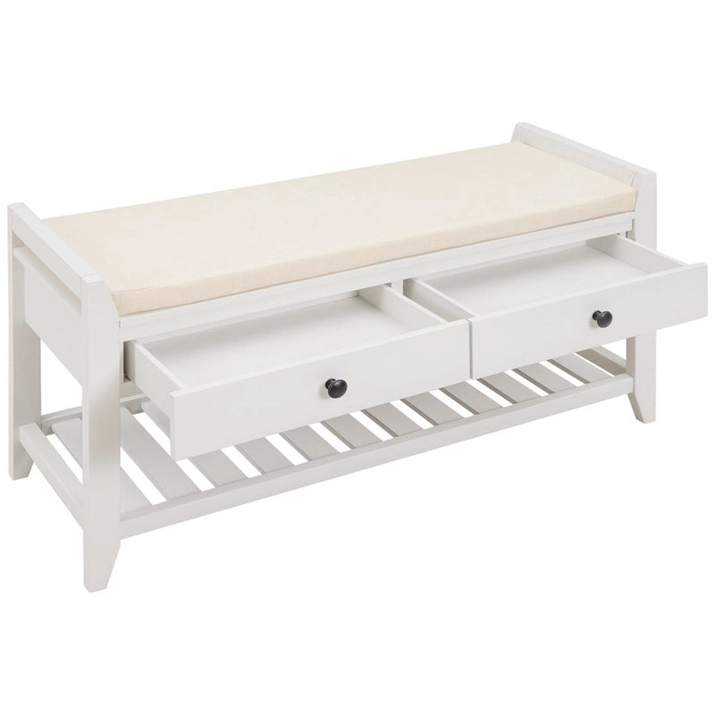 Banc de rangement d'entrée 1 personne avec tiroirs, Marine antique/Gris délavé/Pin ancien/Blanc/Espresso