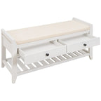 Banc de rangement d'entrée 1 personne avec tiroirs, Marine antique/Gris délavé/Pin ancien/Blanc/Espresso