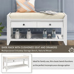 Banc de rangement d'entrée 1 personne avec tiroirs, Marine antique/Gris délavé/Pin ancien/Blanc/Espresso