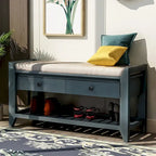 Banc de rangement d'entrée 1 personne avec tiroirs, Marine antique/Gris délavé/Pin ancien/Blanc/Espresso
