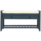 Banc de rangement d'entrée 1 personne avec tiroirs, Marine antique/Gris délavé/Pin ancien/Blanc/Espresso