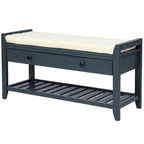 Banc de rangement d'entrée 1 personne avec tiroirs, Marine antique/Gris délavé/Pin ancien/Blanc/Espresso