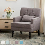 Fauteuil d'appoint capitonné une place avec oreiller lombaire, bleu lac / gris / beige / marron