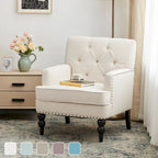 Fauteuil d'appoint capitonné une place avec oreiller lombaire, bleu lac / gris / beige / marron