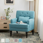 Fauteuil d'appoint capitonné une place avec oreiller lombaire, bleu lac / gris / beige / marron