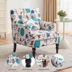 Fauteuil d'appoint capitonné une place avec oreiller lombaire, bleu lac / gris / beige / marron