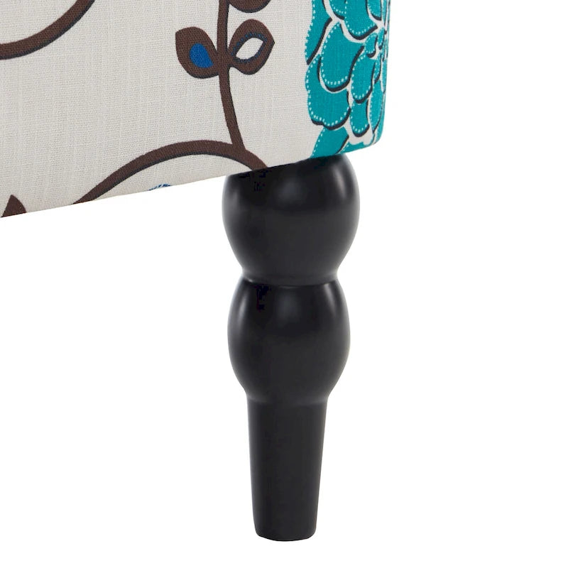 Fauteuil d'appoint capitonné une place avec oreiller lombaire, bleu lac / gris / beige / marron