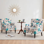 Fauteuil d'appoint capitonné une place avec oreiller lombaire, bleu lac / gris / beige / marron