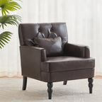 Fauteuil d'appoint capitonné une place avec oreiller lombaire, bleu lac / gris / beige / marron