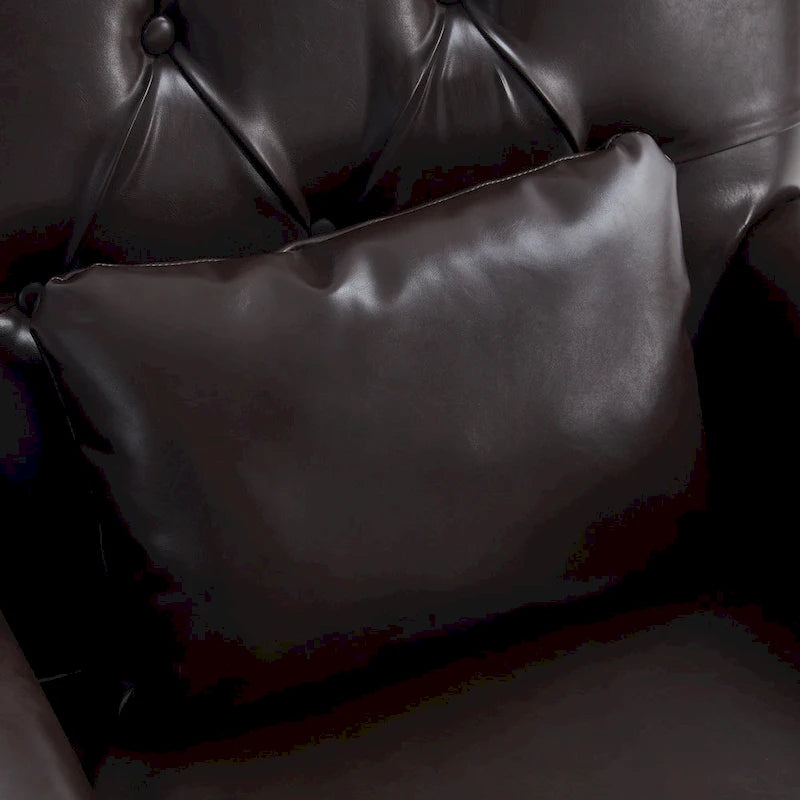 Fauteuil d'appoint capitonné une place avec oreiller lombaire, bleu lac / gris / beige / marron