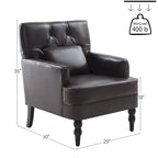 Fauteuil d'appoint capitonné une place avec oreiller lombaire, bleu lac / gris / beige / marron