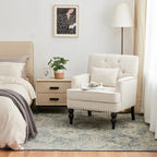 Fauteuil d'appoint capitonné une place avec oreiller lombaire, bleu lac / gris / beige / marron
