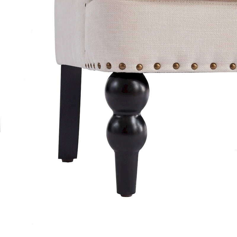 Fauteuil d'appoint capitonné une place avec oreiller lombaire, bleu lac / gris / beige / marron