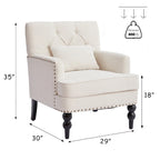 Fauteuil d'appoint capitonné une place avec oreiller lombaire, bleu lac / gris / beige / marron