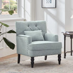 Fauteuil d'appoint capitonné une place avec oreiller lombaire, bleu lac / gris / beige / marron