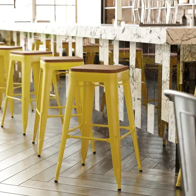 Tabouret de bar sans dossier empilable, multicolore, intérieur/extérieur, 1 place