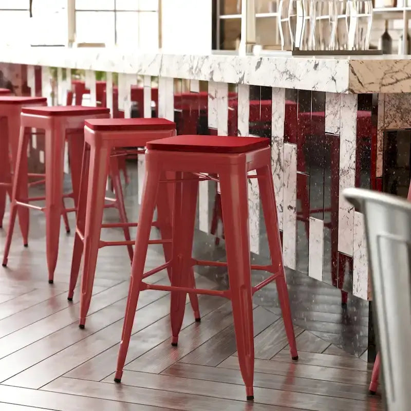 Tabouret de bar sans dossier empilable, multicolore, intérieur/extérieur, 1 place