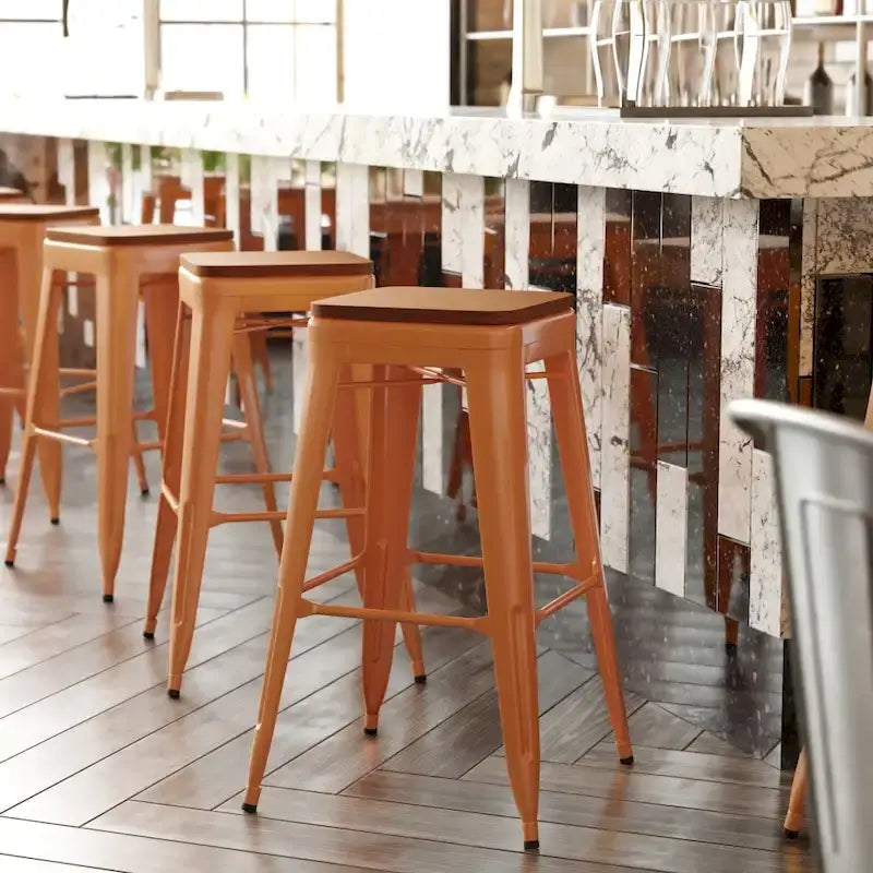 Tabouret de bar sans dossier empilable, multicolore, intérieur/extérieur, 1 place