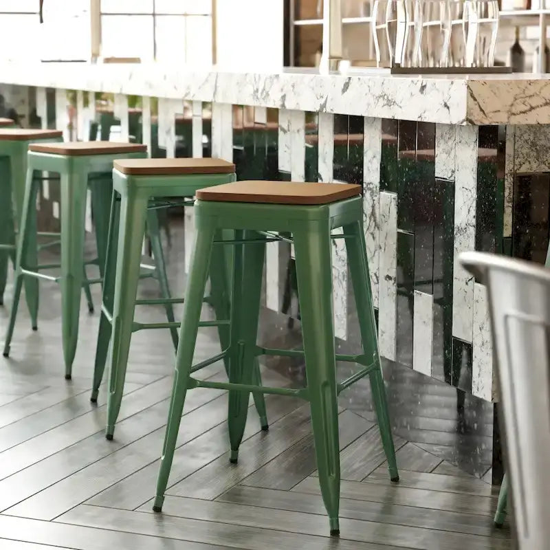 Tabouret de bar sans dossier empilable, multicolore, intérieur/extérieur, 1 place