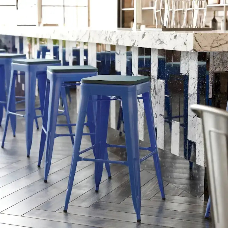 Tabouret de bar sans dossier empilable, multicolore, intérieur/extérieur, 1 place