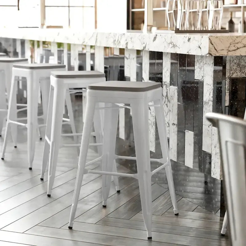 Tabouret de bar sans dossier empilable, multicolore, intérieur/extérieur, 1 place