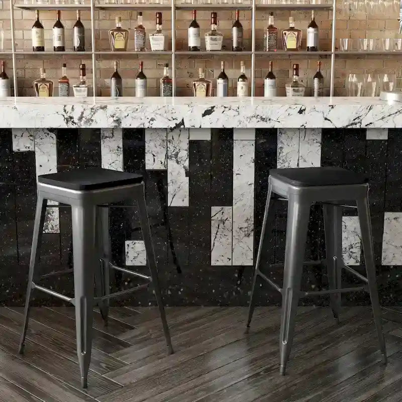 Tabouret de bar sans dossier empilable, multicolore, intérieur/extérieur, 1 place