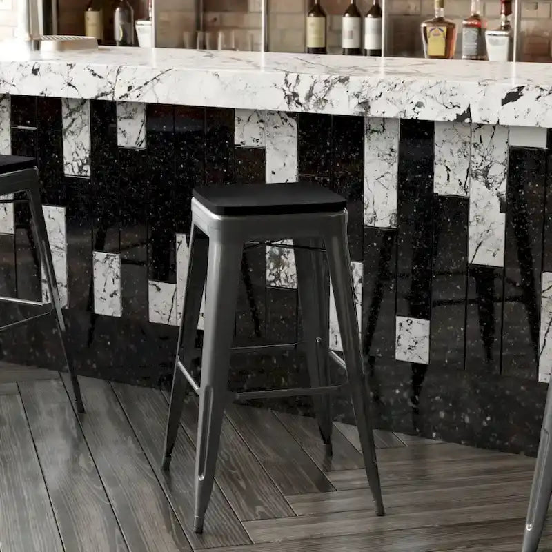 Tabouret de bar sans dossier empilable, multicolore, intérieur/extérieur, 1 place