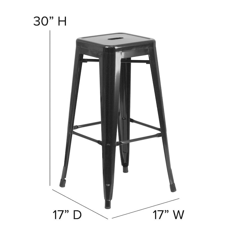 Tabouret de bar sans dossier empilable, multicolore, intérieur/extérieur, 1 place