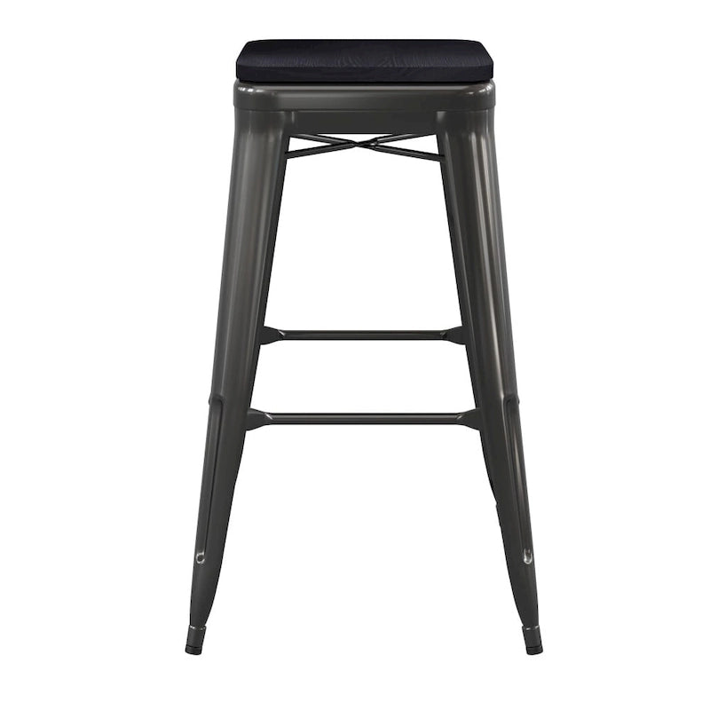 Tabouret de bar sans dossier empilable, multicolore, intérieur/extérieur, 1 place