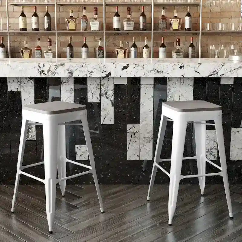 Tabouret de bar sans dossier empilable, multicolore, intérieur/extérieur, 1 place