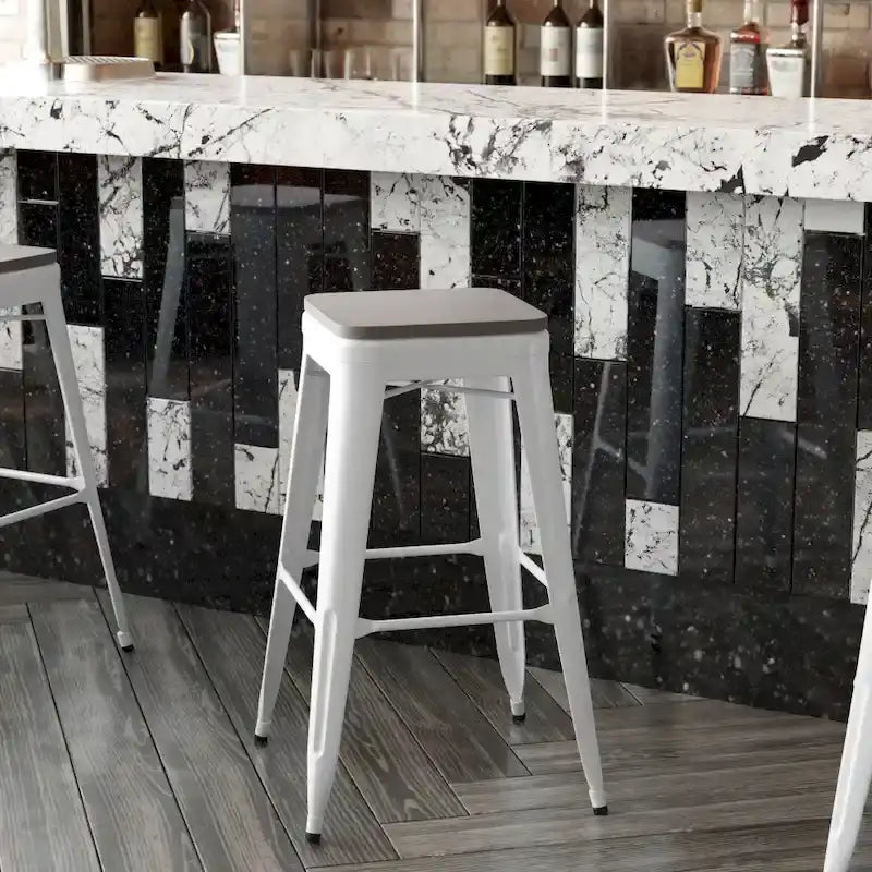 Tabouret de bar sans dossier empilable, multicolore, intérieur/extérieur, 1 place