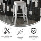 Tabouret de bar sans dossier empilable, multicolore, intérieur/extérieur, 1 place