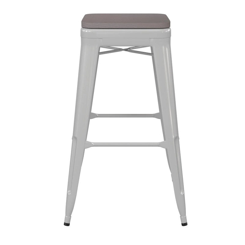 Tabouret de bar sans dossier empilable, multicolore, intérieur/extérieur, 1 place