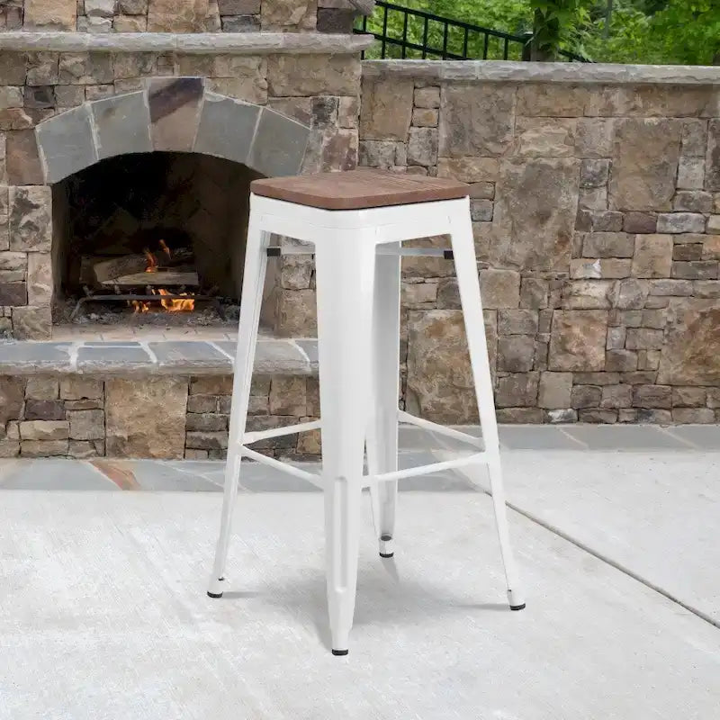Tabouret de bar sans dossier empilable, multicolore, intérieur/extérieur, 1 place