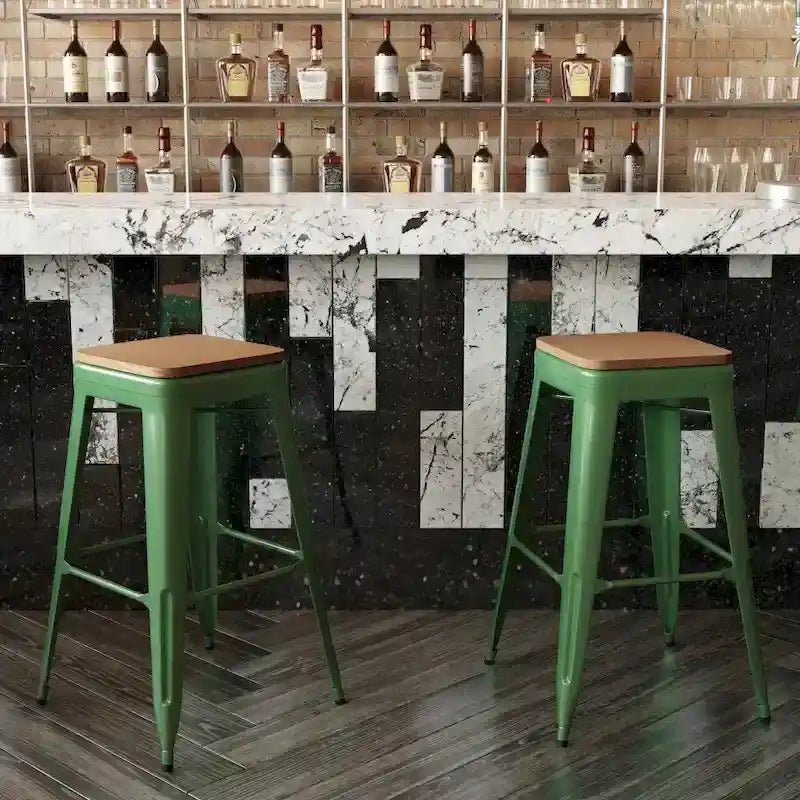 Tabouret de bar sans dossier empilable, multicolore, intérieur/extérieur, 1 place