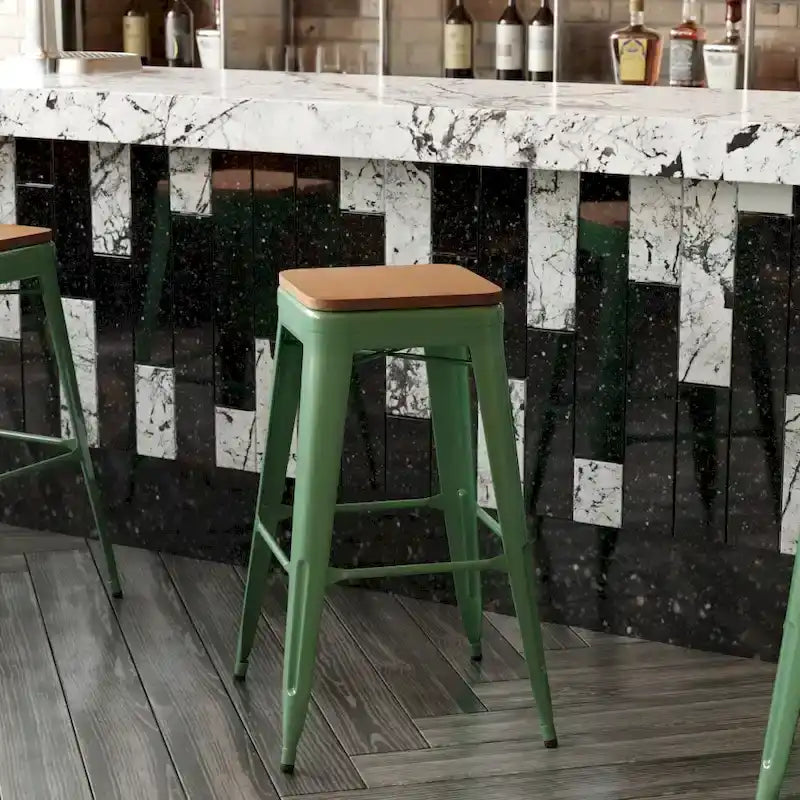 Tabouret de bar sans dossier empilable, multicolore, intérieur/extérieur, 1 place