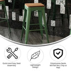 Tabouret de bar sans dossier empilable, multicolore, intérieur/extérieur, 1 place