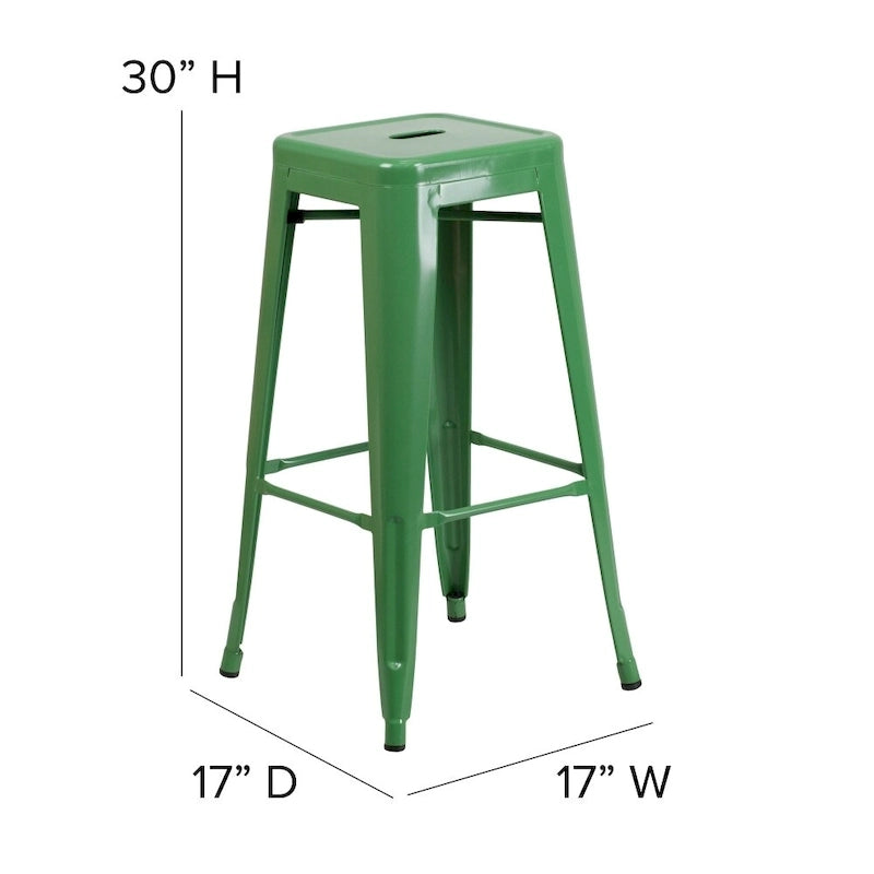 Tabouret de bar sans dossier empilable, multicolore, intérieur/extérieur, 1 place