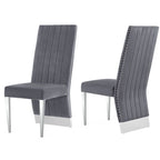 Chaise de salle à manger capitonnée à dossier haut, blanc/or, avec garniture cloutée, pieds en métal, siège simple