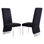 Chaise de salle à manger capitonnée à dossier haut, blanc/or, avec garniture cloutée, pieds en métal, siège simple