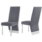 Chaise de salle à manger capitonnée à dossier haut, blanc/or, avec garniture cloutée, pieds en métal, siège simple