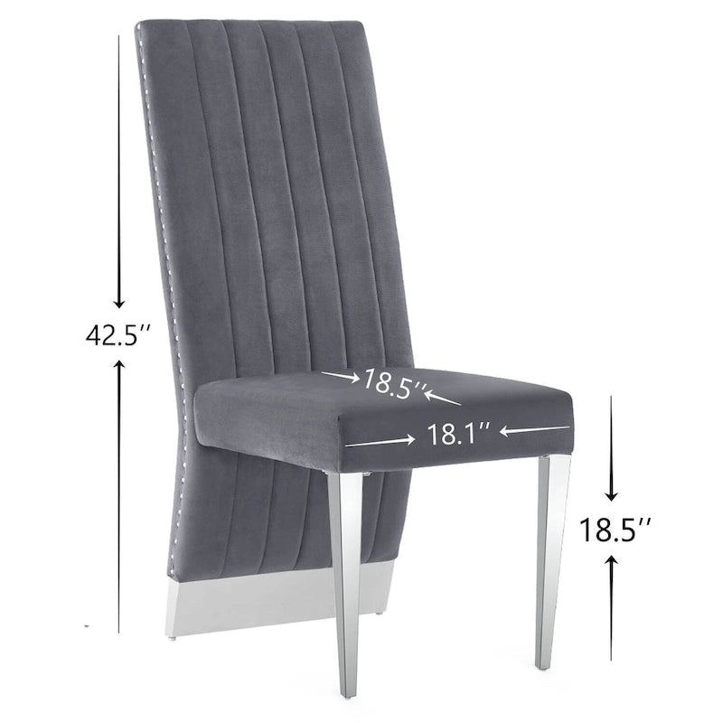 Chaise de salle à manger capitonnée à dossier haut, blanc/or, avec garniture cloutée, pieds en métal, siège simple