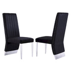 Chaise de salle à manger capitonnée à dossier haut, blanc/or, avec garniture cloutée, pieds en métal, siège simple
