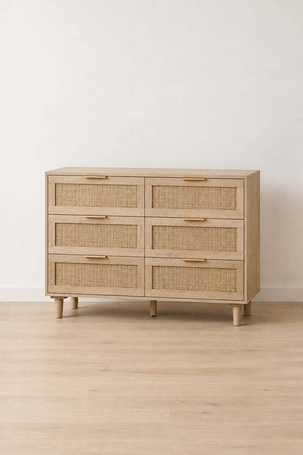 6-Drawers Rattan Storage Cabinet Rattan Drawer Dressers