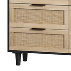 Commode à 6 tiroirs en rotin, Naturel/Noir, Monousager