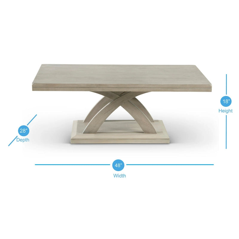 Table basse grise en X, style décontracté, 1 place