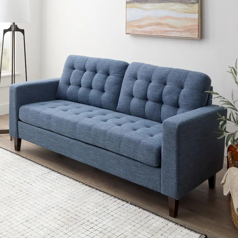 Canapé à bras carrés de 193 cm | Velours / Similicuir / Tissu | Plusieurs coloris | 2-3 places